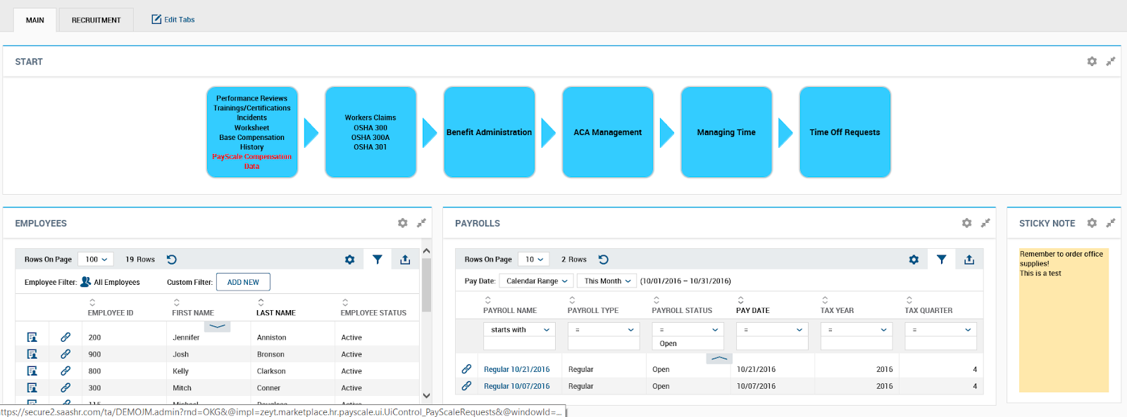 Kronos Workforce Ready Administrator Dashboard