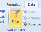 filter button in excel