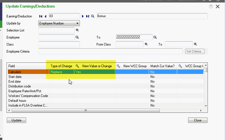 Update earnings and deductions in Sage HRMS