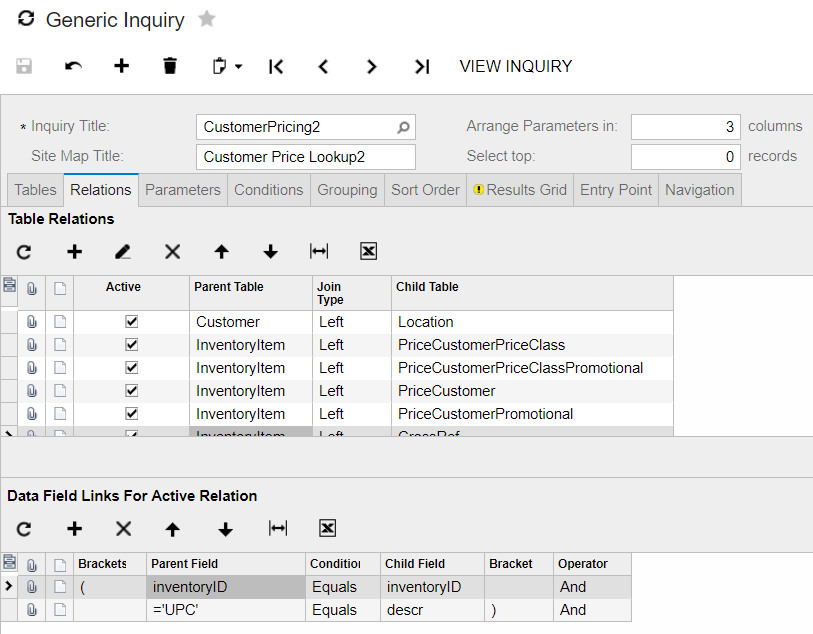 cross reference upc code within inquiry output