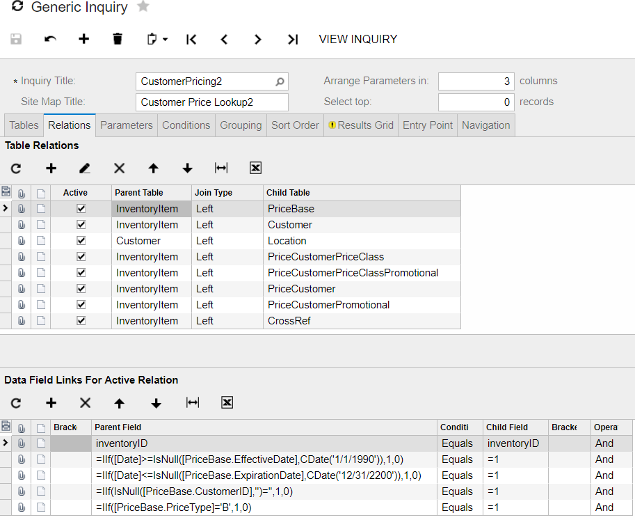 Base price generic lookup in Acumatica ERP