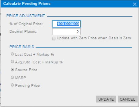 changing percentage of original price when copying pricing worksheets in Acumatica ERP