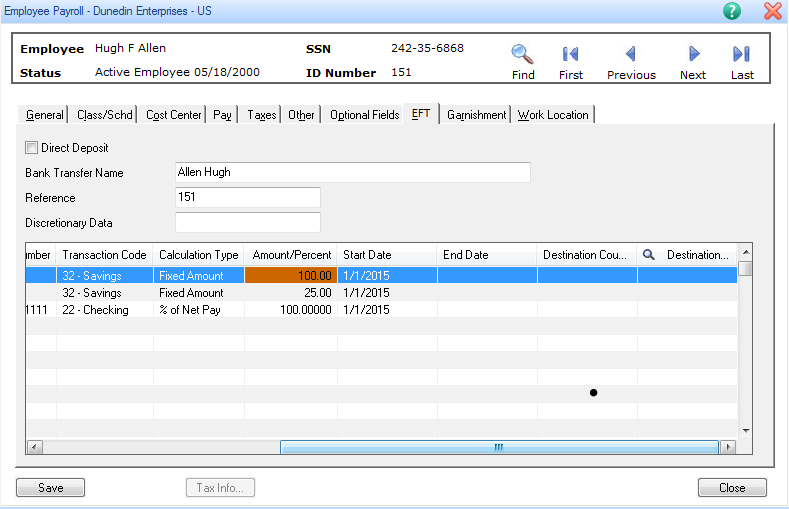 Sage HRMS Employee Payroll amount editing dialog