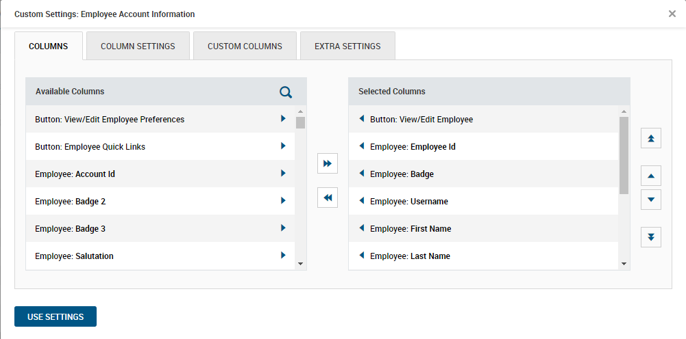 Custom Employee Account Information Settings in Kronos