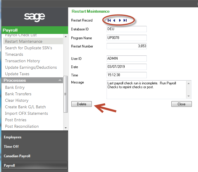 sage HRMS restart Maintenance
