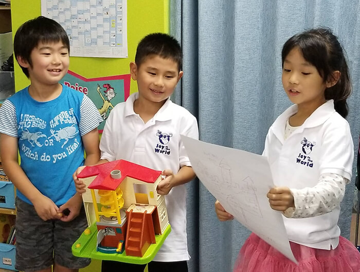 Students presenting in class.