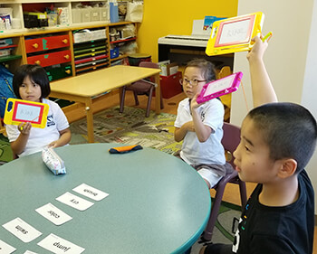 Students playing a game