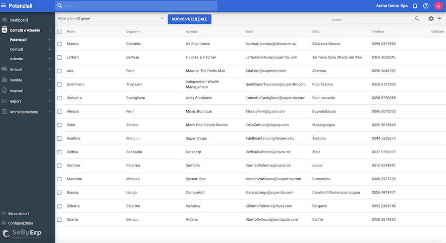 Lista dei potenziali