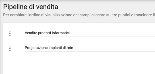 Creazione della pipeline di vendita