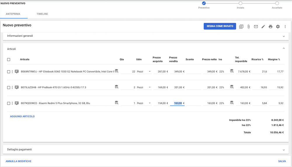 Crea preventivo da opportunità