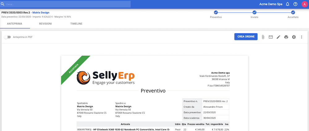 Preventivo accettato