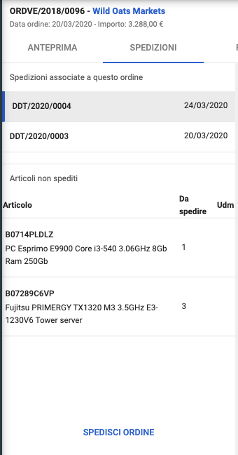 Evasione parziale dell'ordine