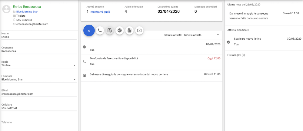 Scheda estesa referente fornitore