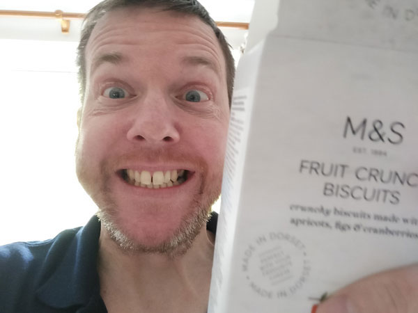 Neil enjoying the biscuits