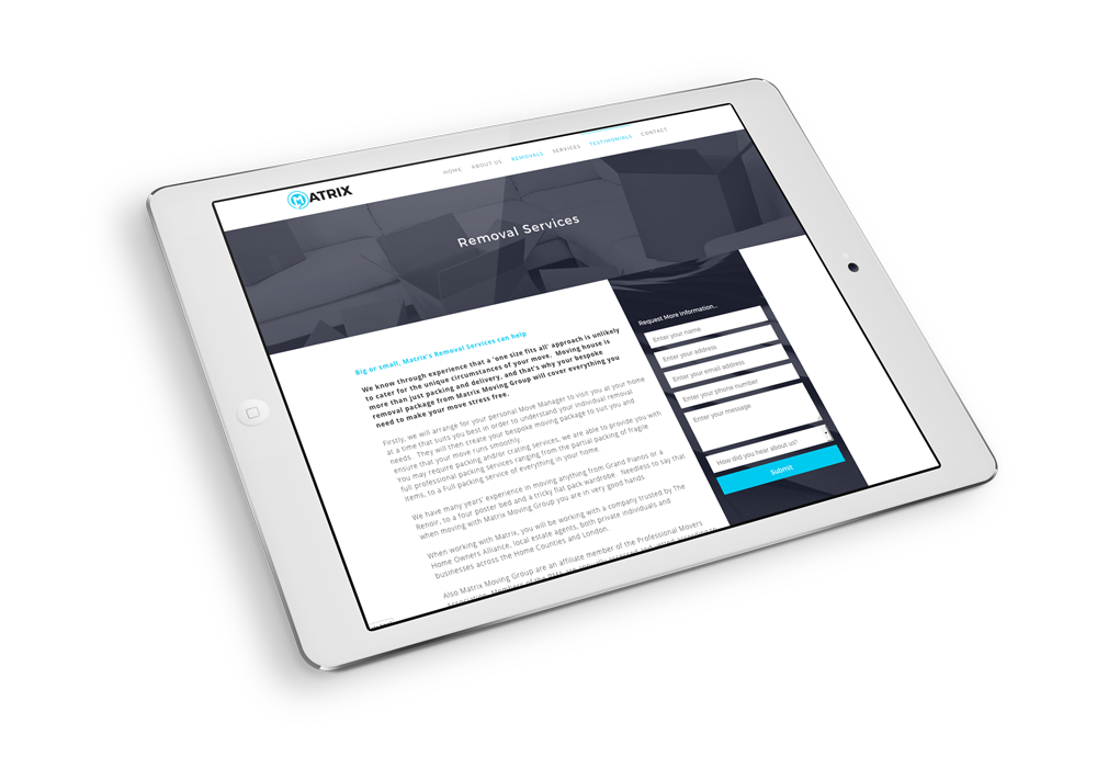 iPad with image of new website