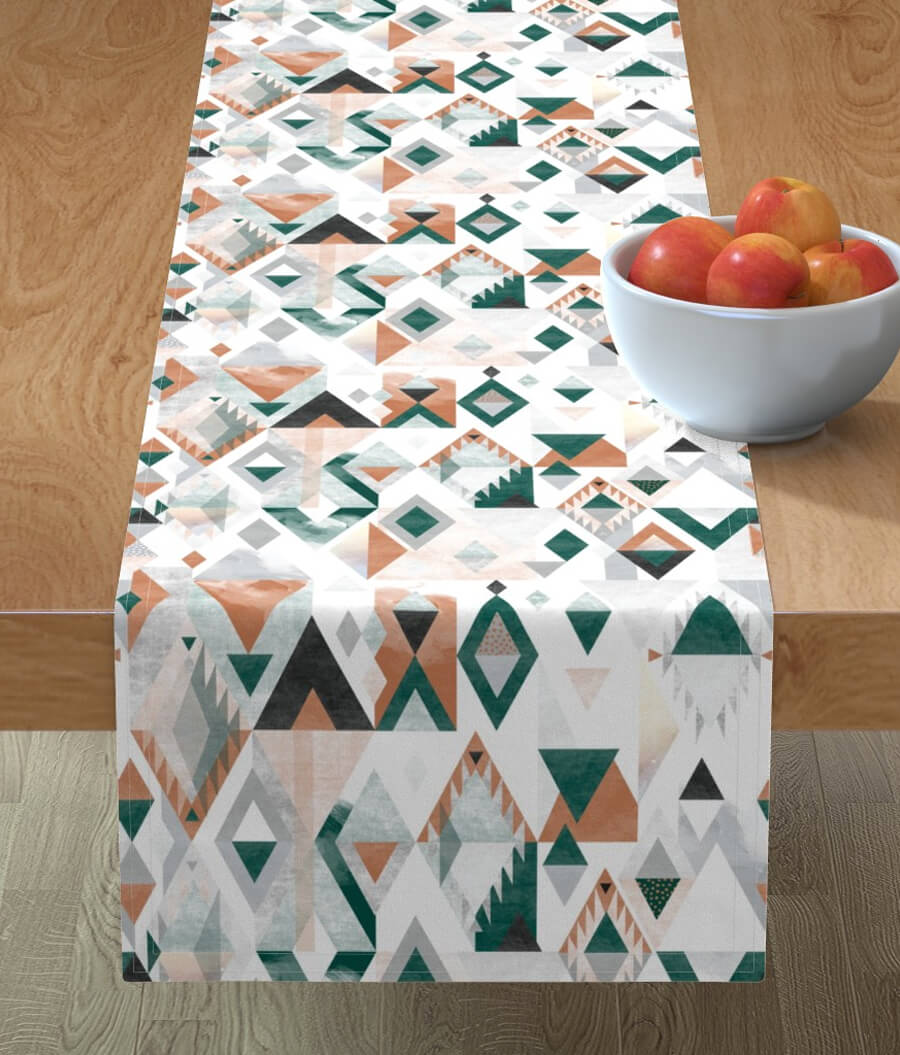 Beach House Table Runner Anchors Mint And Navy by littlearrowdesign Nautical Sea Mint Navy Cotton Sateen Table Runner by Spoonflower