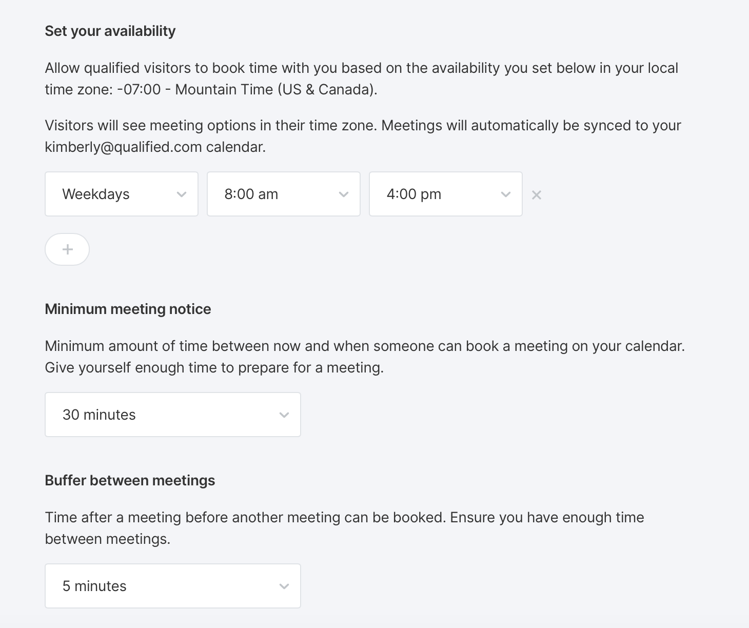 Calendar Settings within Qualified for your meetings.