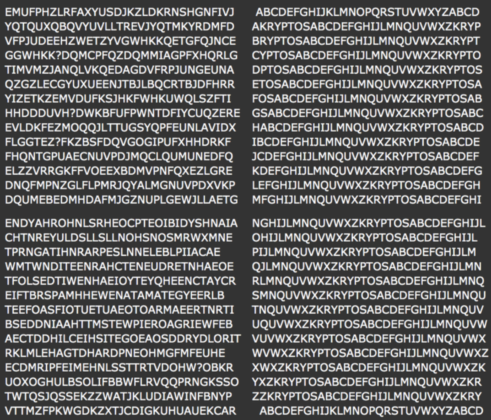 Kryptos Puzzle Four Panels