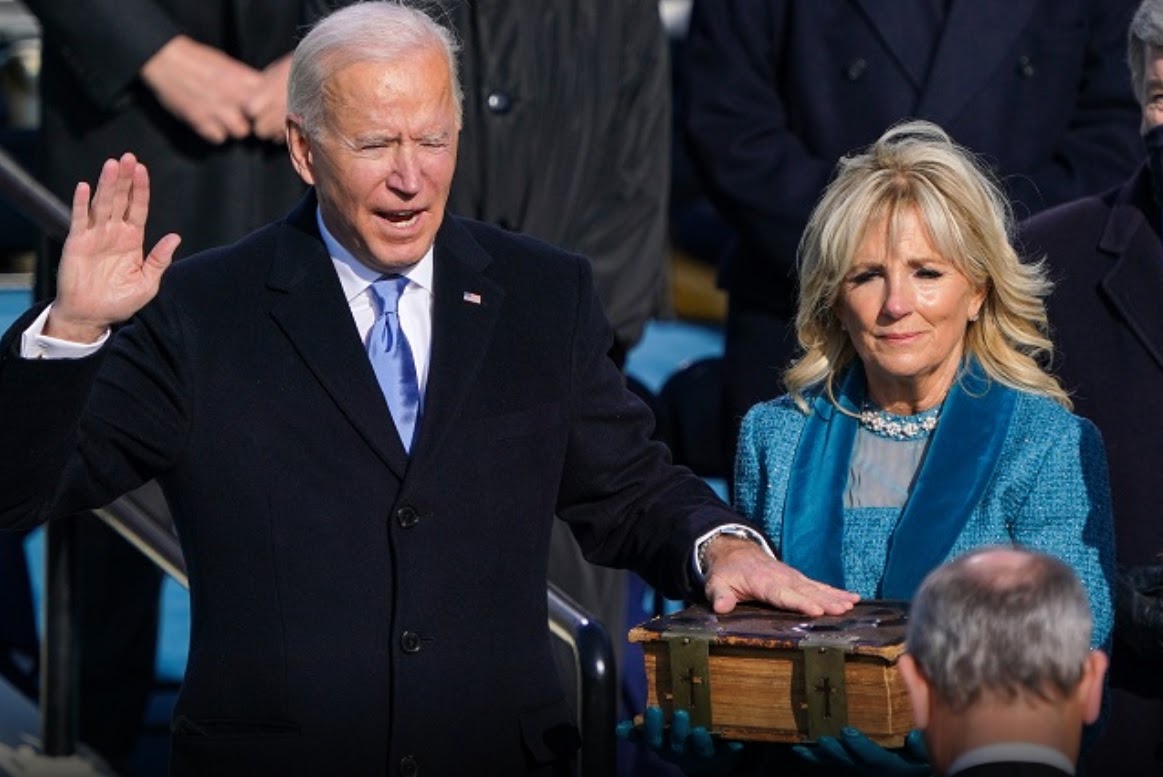 US President Joe Biden is sworn in, January 2021