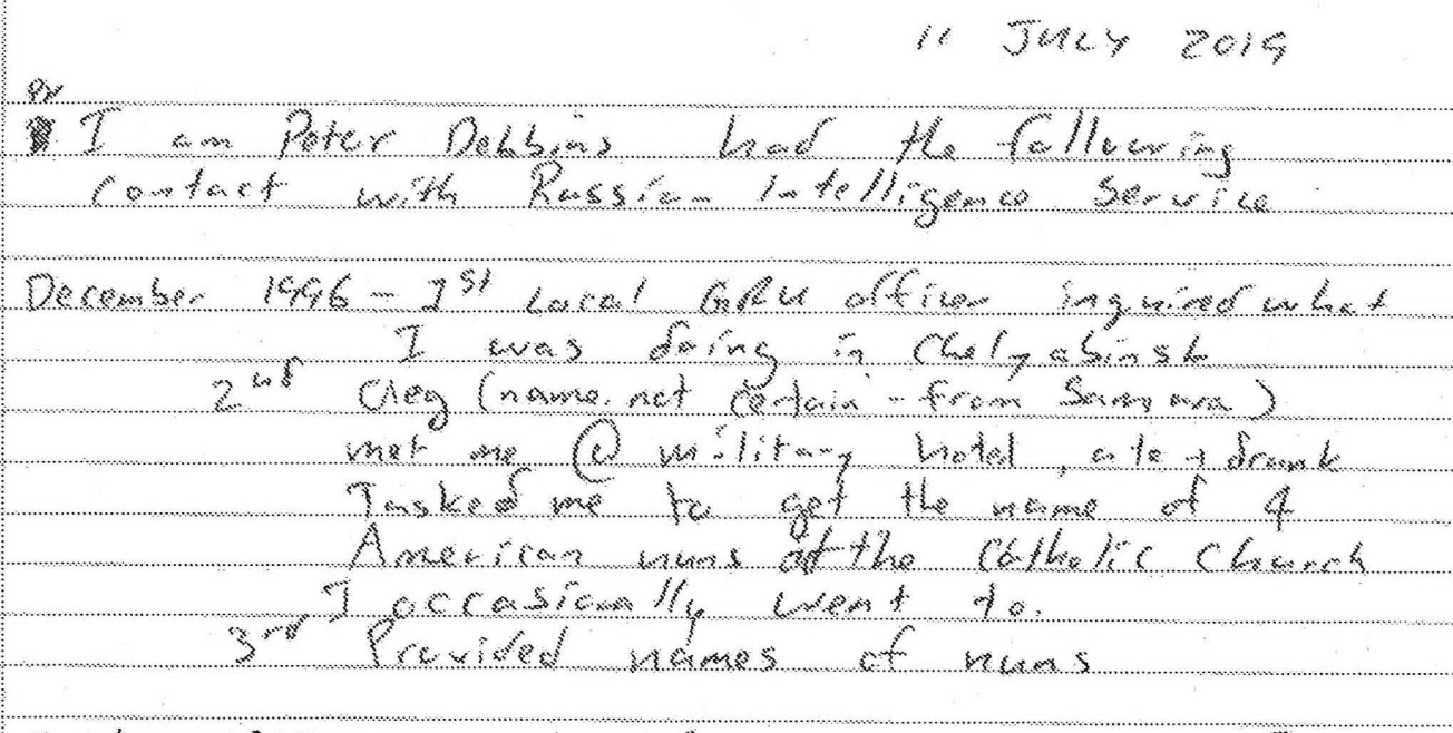 Peter Debbins' confession