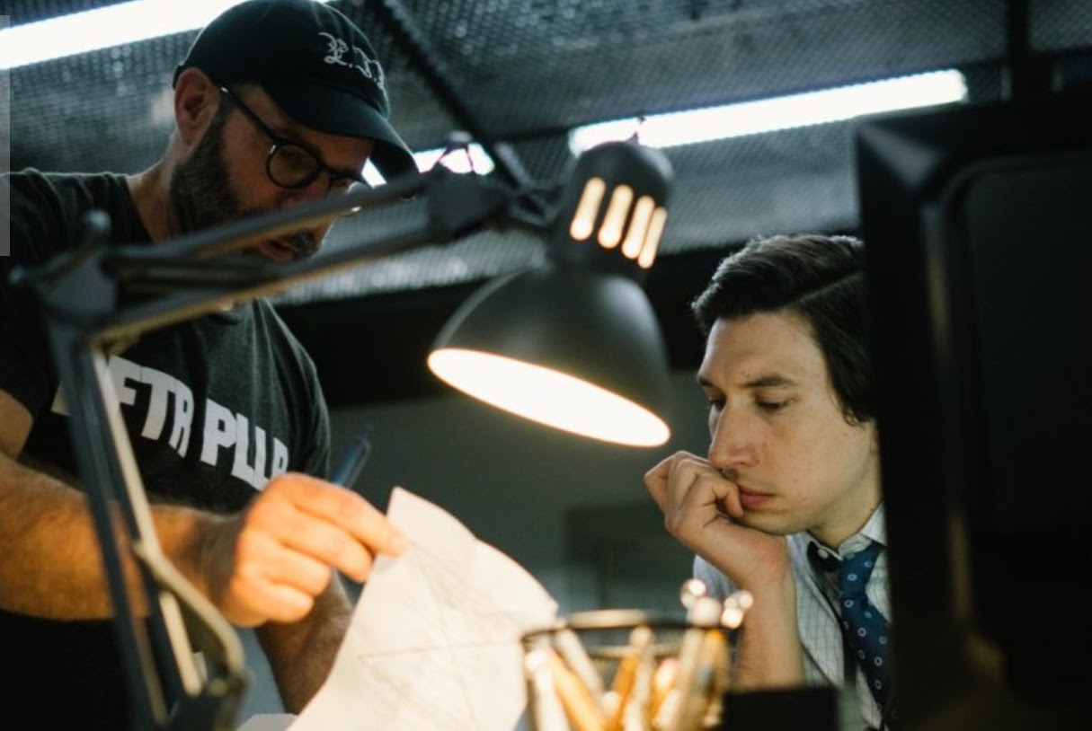 Director Scott Z. Burns (left) with The Report star Adam Driver