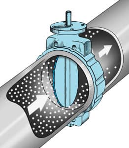 Butterfly Valve disk in material flow stream