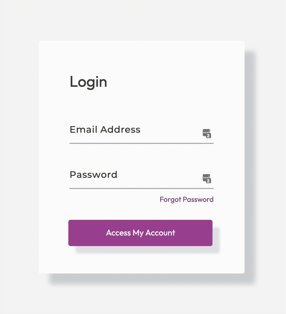 Membership Login Label Animation Free flow Component