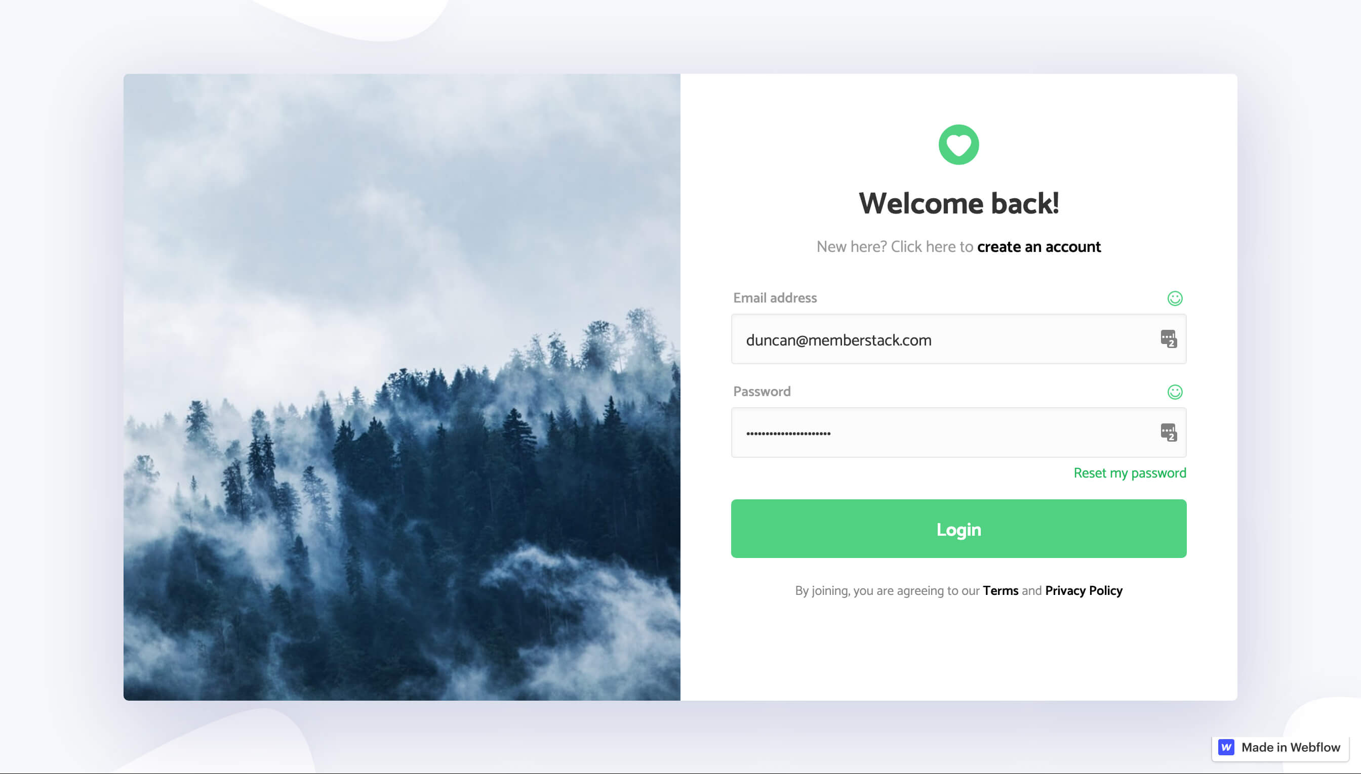 Login W Slider Free Webflow Component