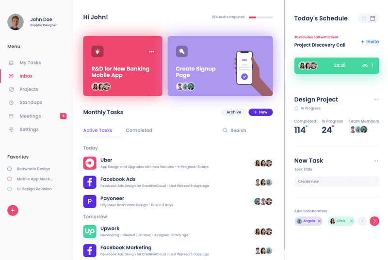 Project Management Dashboard | Free Webflow Component