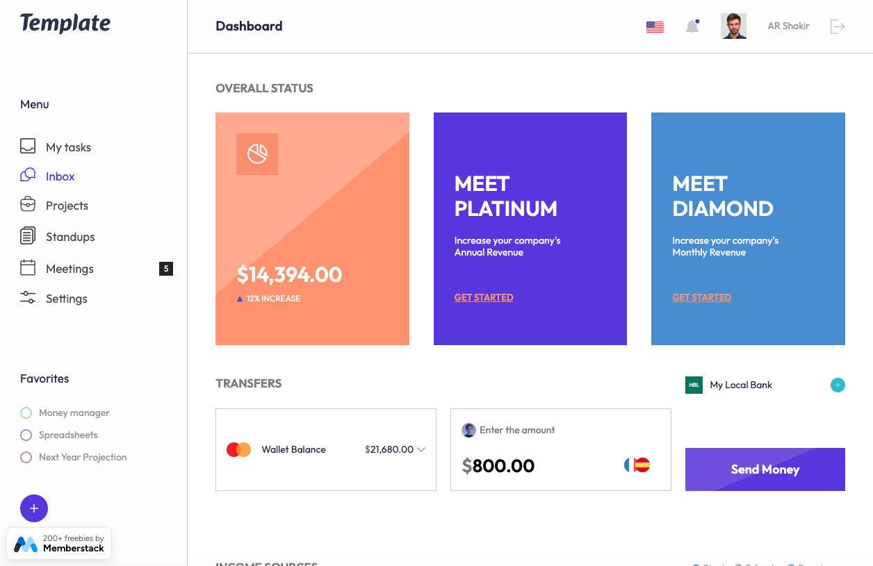 Freelancer Dashboard Template | Free Webflow Component