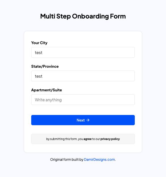 Multi Step Onboarding Form | Free Webflow Component