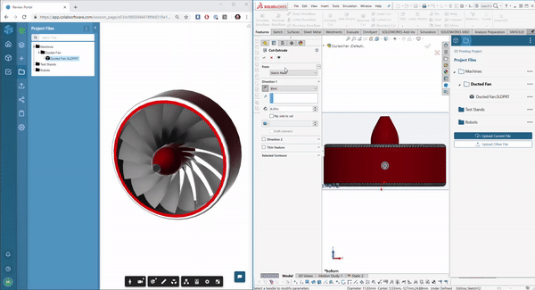 Steps taken to share a file directly from SolidWorks into the Gradient app
