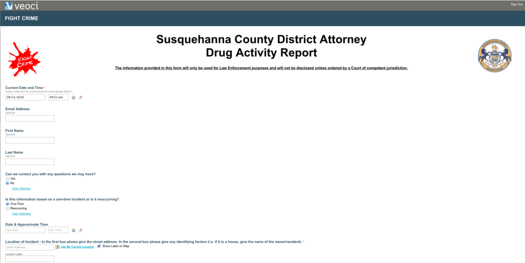 Susquehanna County Community Working Together to Report Drug Activity