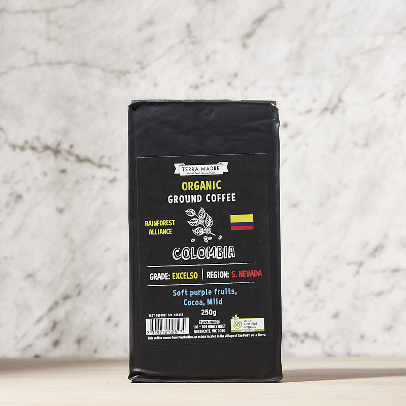 Coffee Ground Organic Columbia 250g x 8