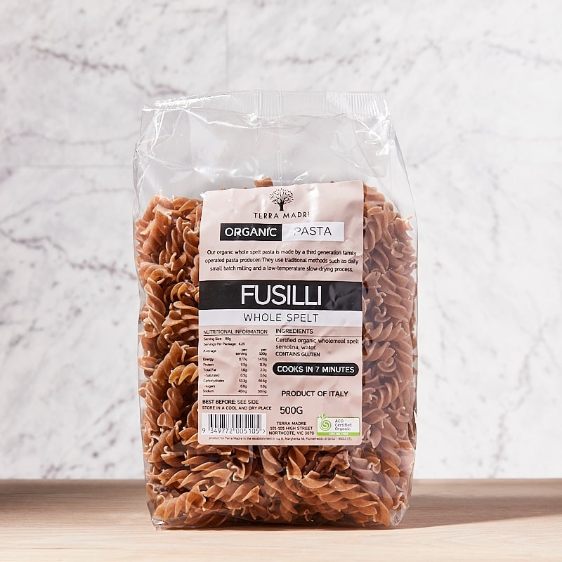 Fusilli Spelt Wholewheat 500g x 12 Pasta Terra Madre