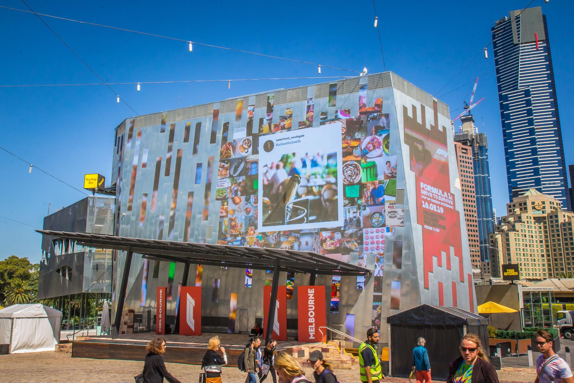 social media wall at a social playground event activation