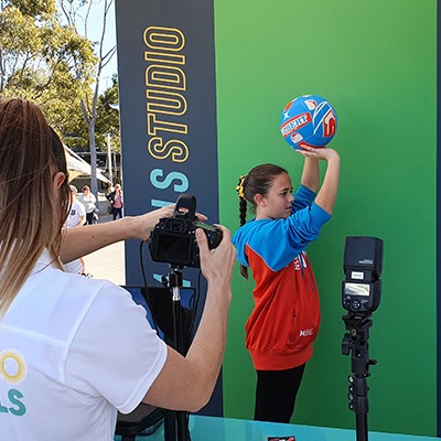 green screen at a social playground event activation