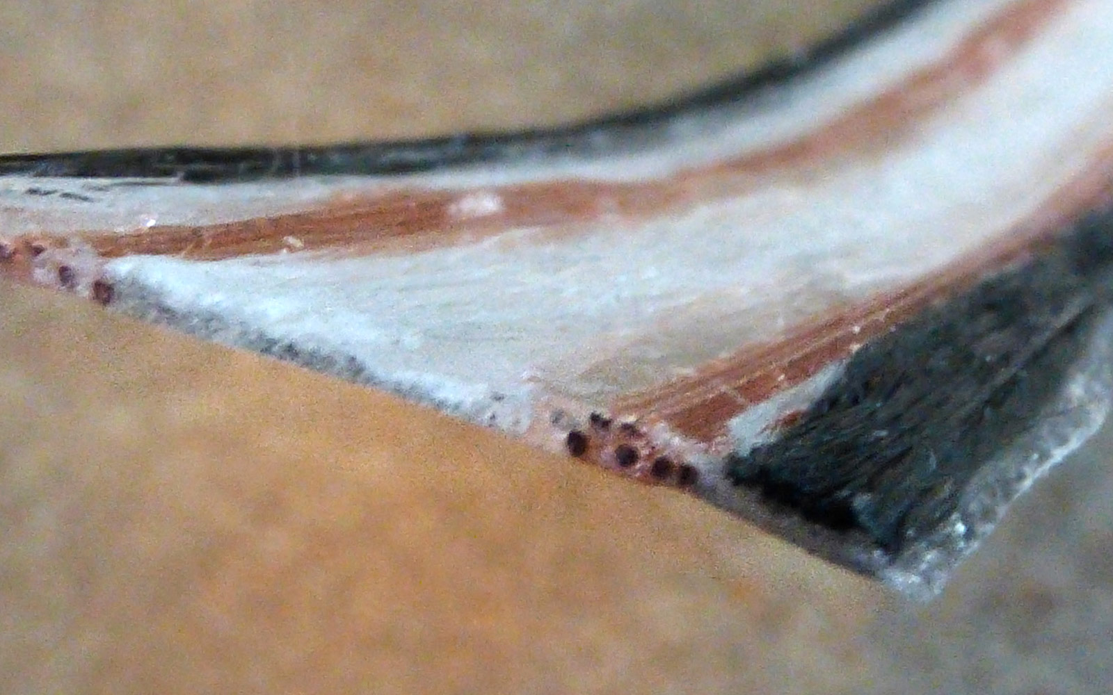 Embedded copper wire prints with fiberglass.