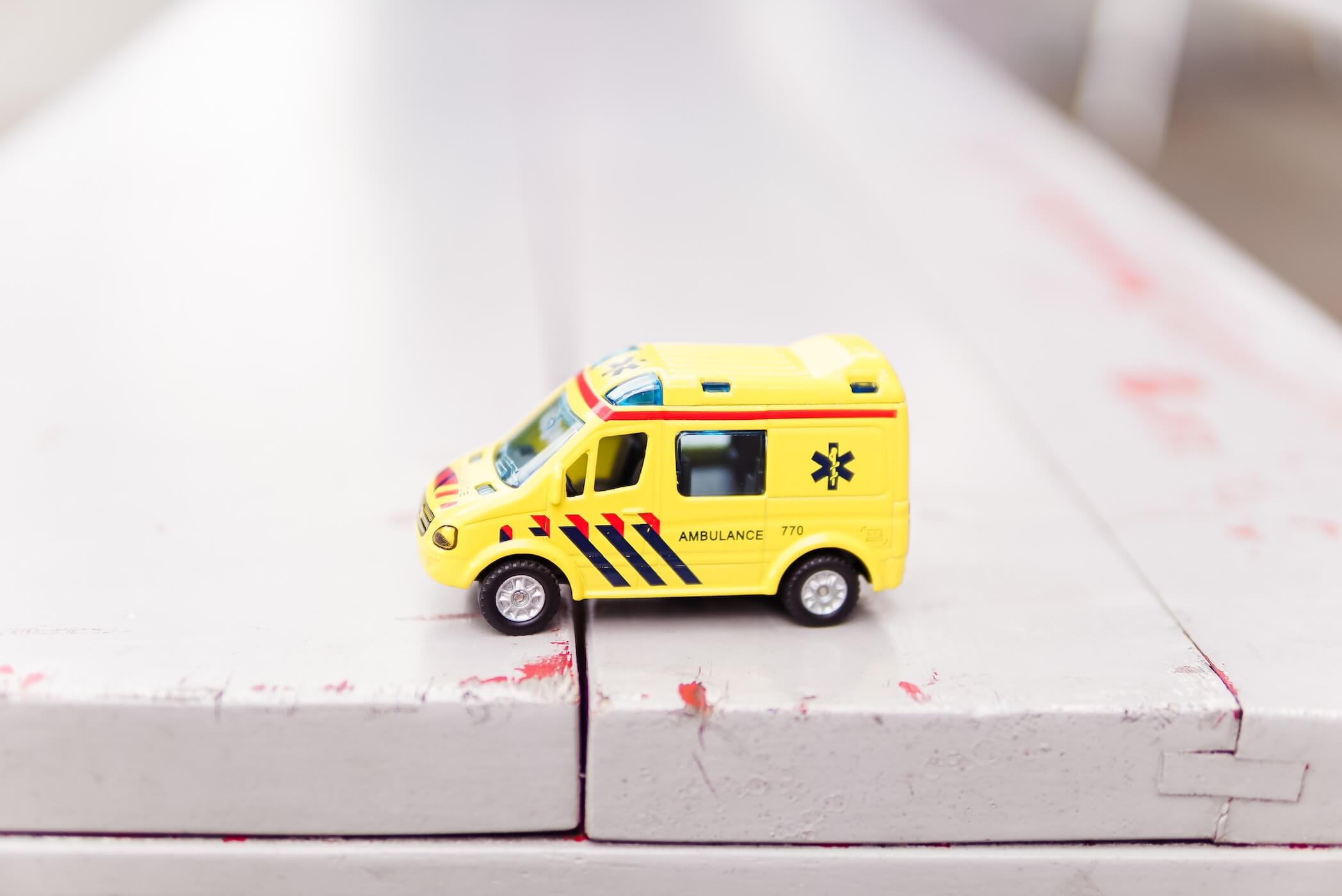 ambulance toy car on table pediatric er nurse
