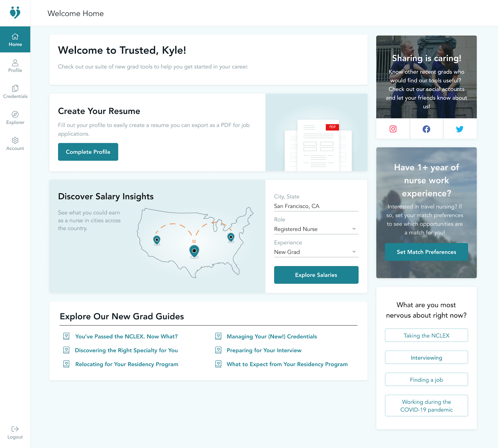 trusted health dashboard trusted for new grads nursing new grads new grad nurses new grad jobs
