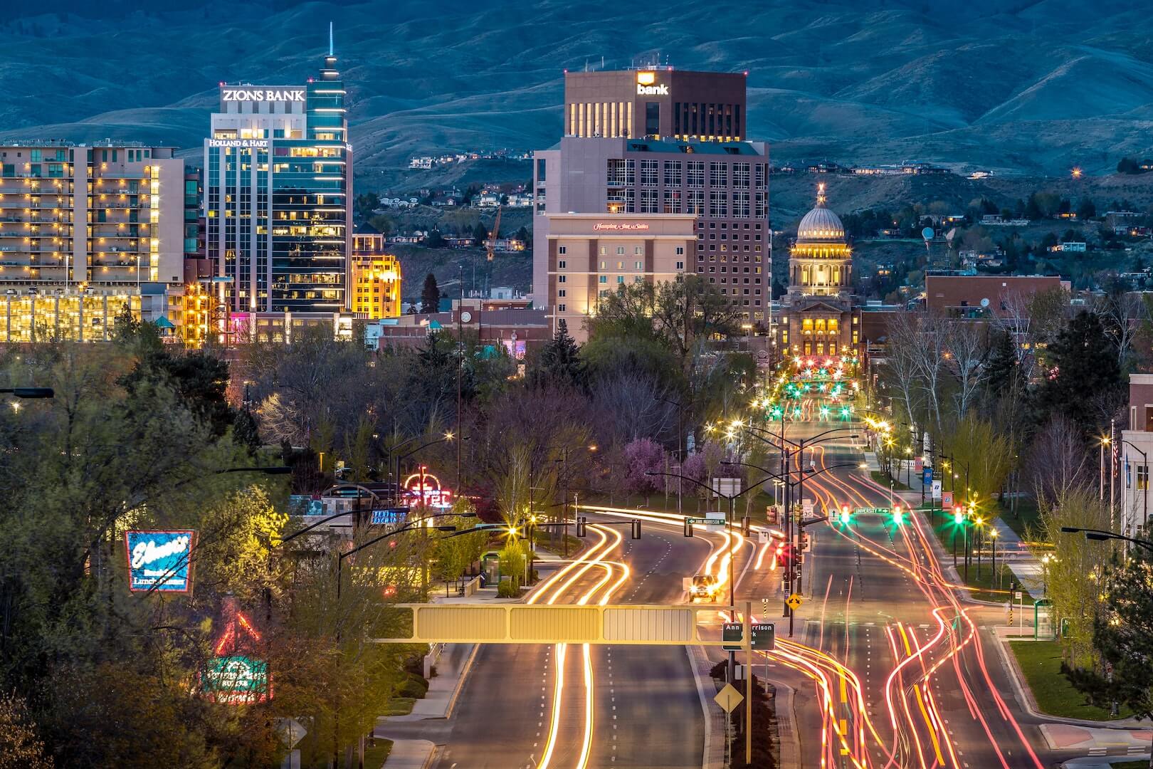 cityscape night of boise idaho travel nursing in boise