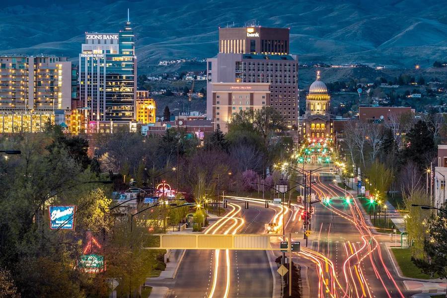 cityscape night of boise idaho travel nursing in boise