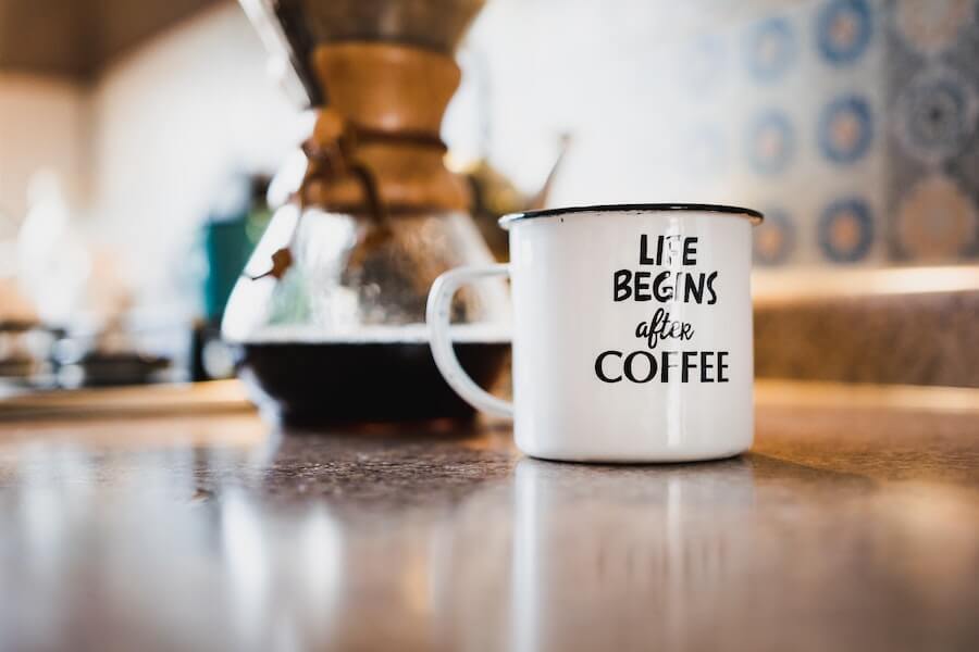 coffee mug and chemex pour over sitting on kitchen counter holiday gift ideas for nurses