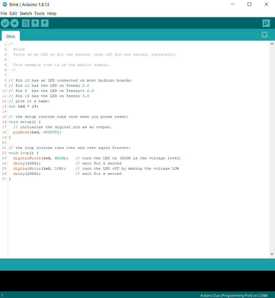 Arduino IDE blink example code