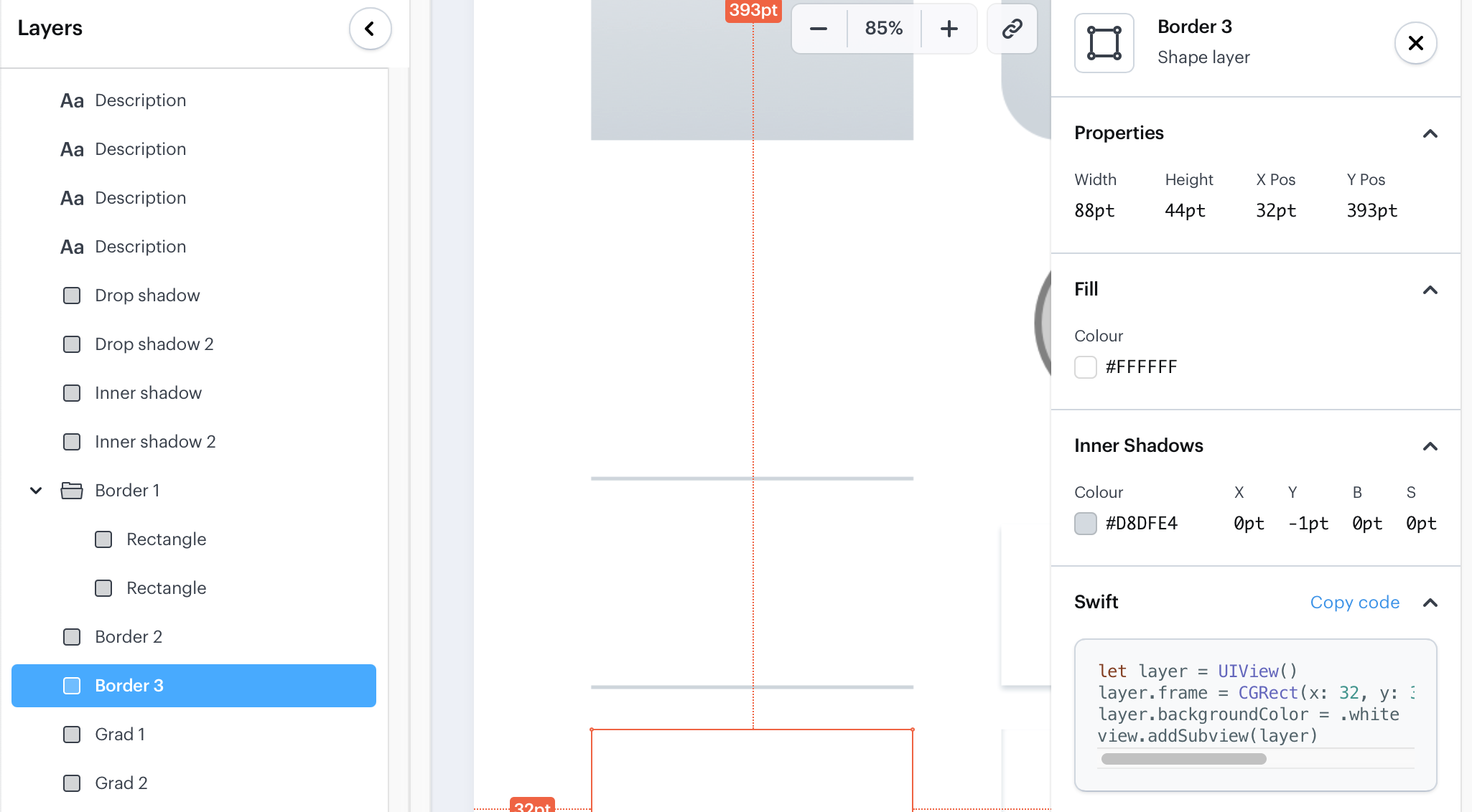 Marvel app: A rectangle with an inner shadow