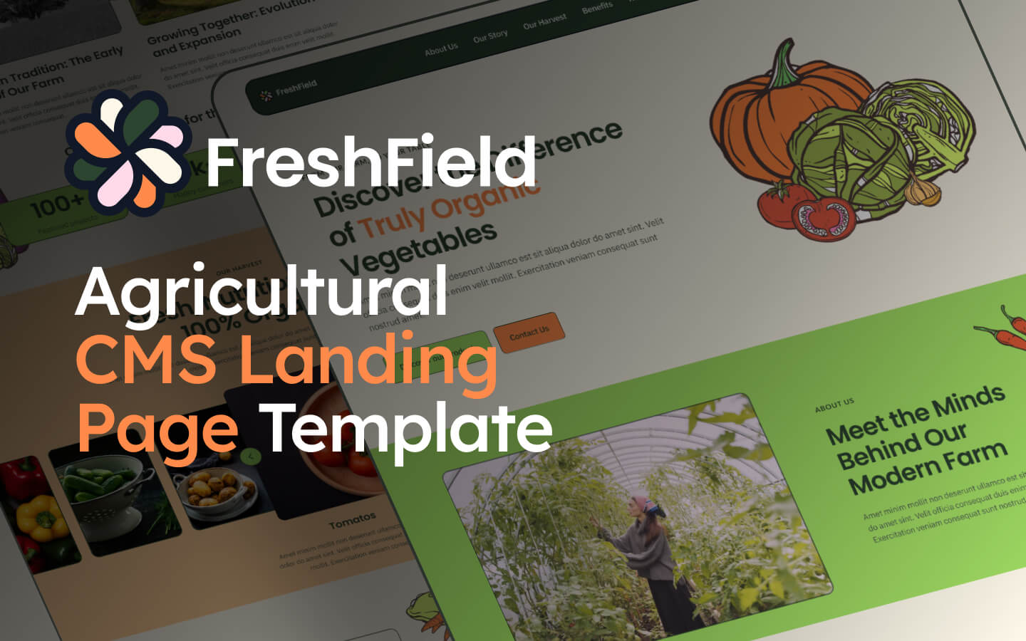 In a world dominated by digitization, a strong online presence is crucial for all kinds of businesses, including agricultural local businesses like farms and organic food producers. That's where FreshField comes in – a specially designed Landing Page template crafted for agricultural businesses aiming to showcase their products, garner reviews, and share the history of their farm online.