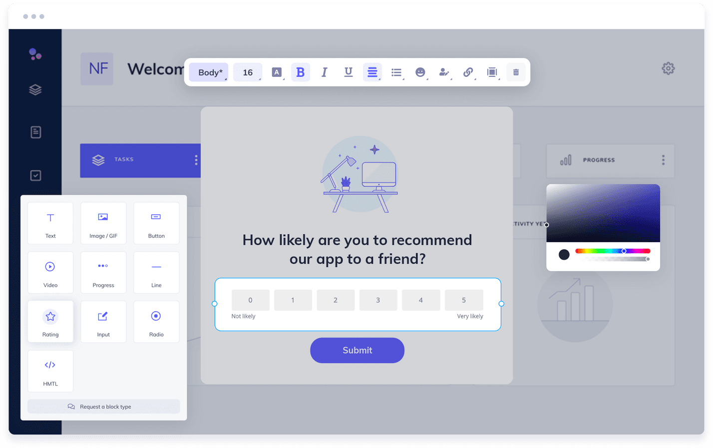 Image showing the Appcues builder creating a flow