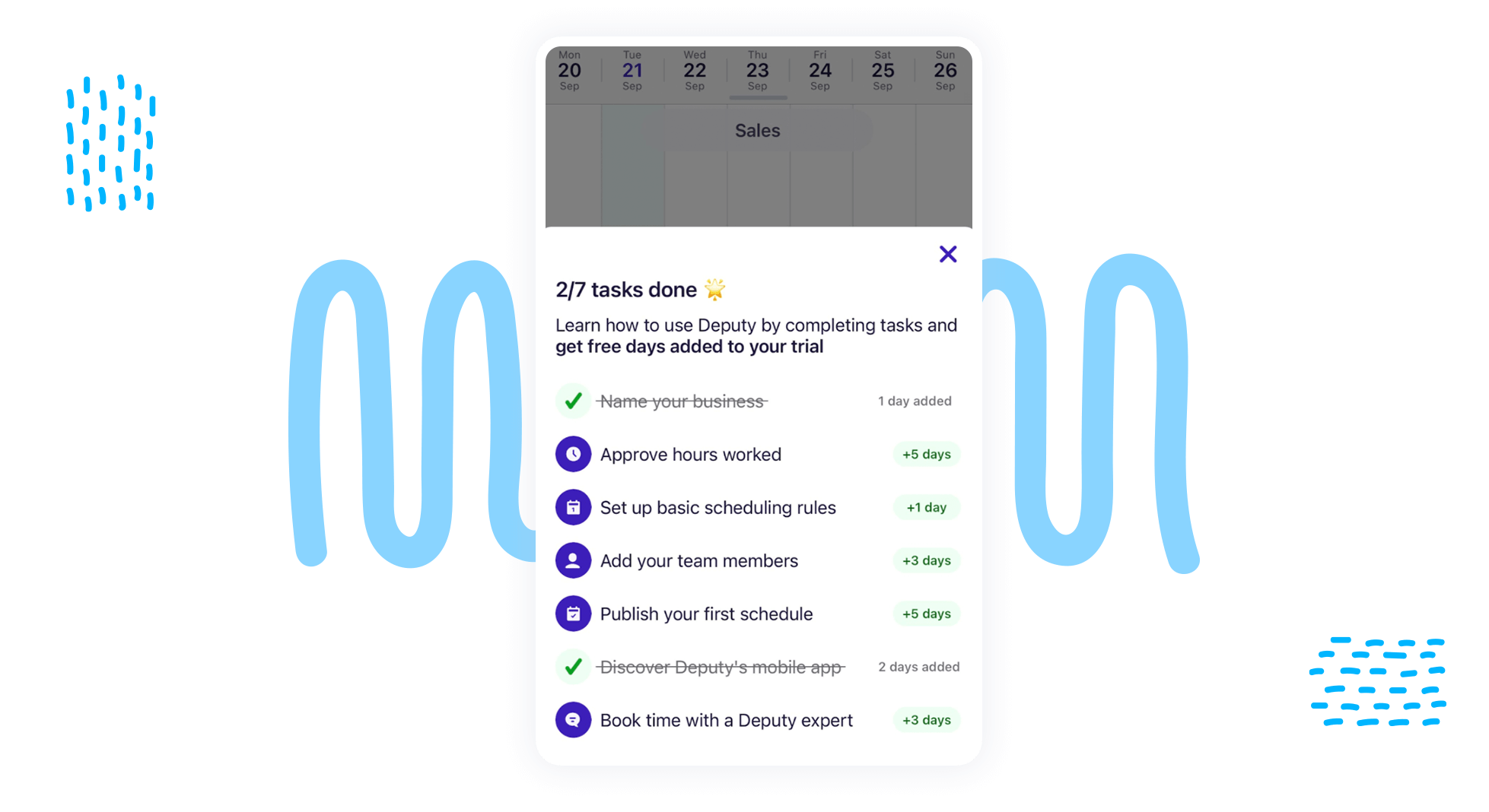 Example of a checklist in the Deputy app