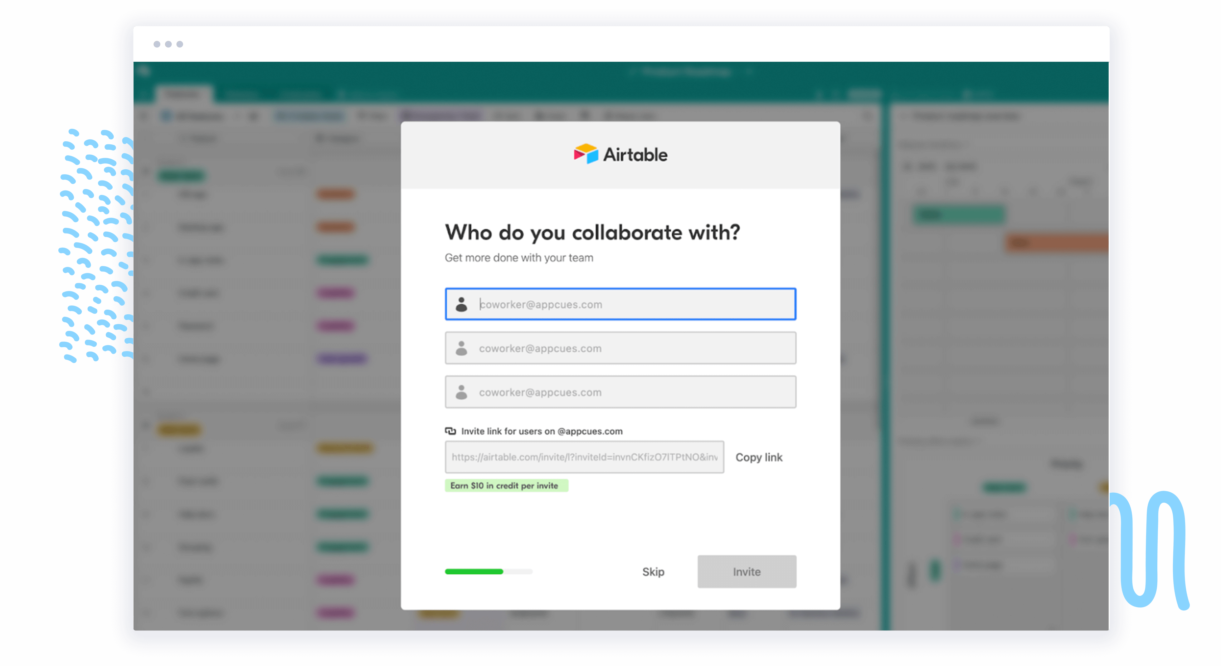 Example of a progress bar within Airtable