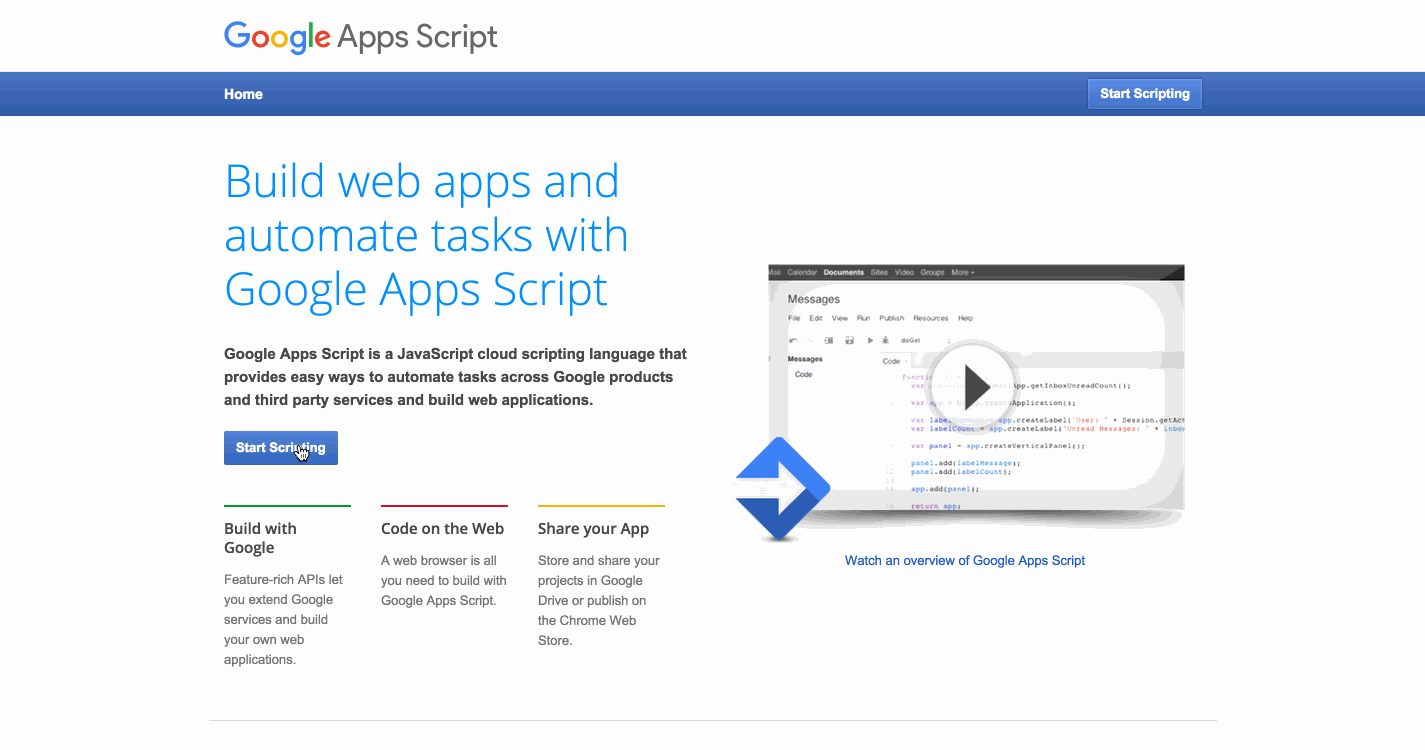 Installing your first Google Script